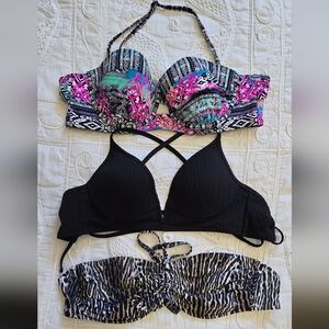 Black, Animal & Geometric Print Bikini Set